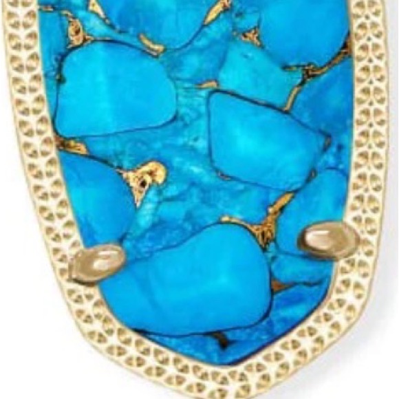 NEW Kendra Scott Elle Gold Drop Earrings in Bronze Veined Turquoise Magnesite - Picture 9 of 11